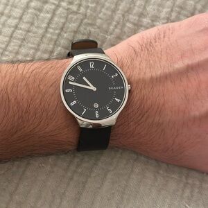Skagen Grenen Black Leather Watch
